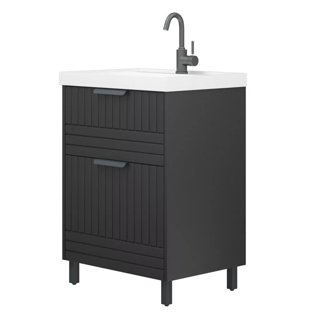 Тумба Corozo Терра 60 с раковиной Сомо 60, напольная, графит матовый