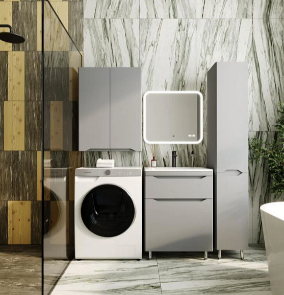 Пенал Style Line Марелла 30 L напольный, с корзиной, серый