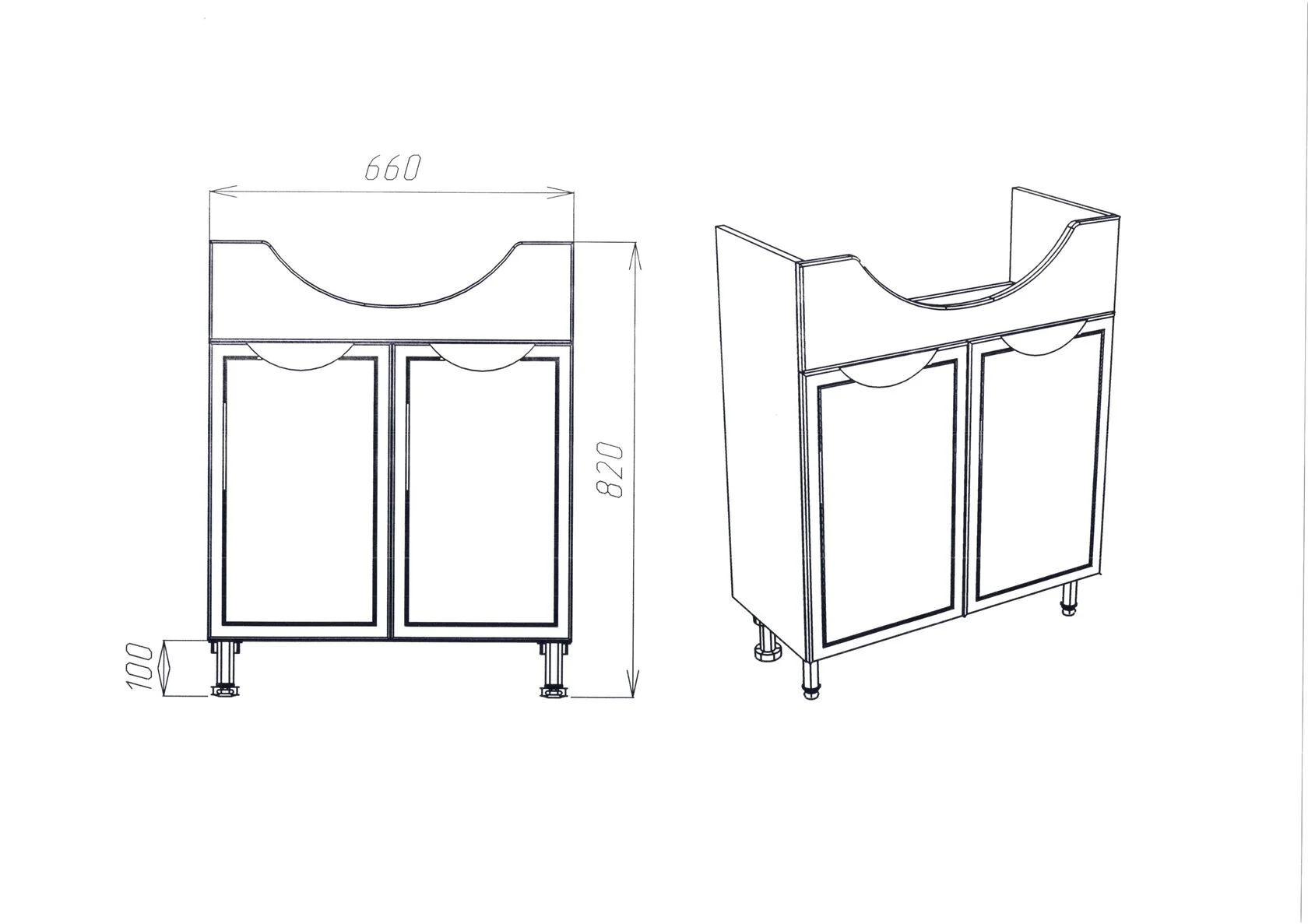 Тумба напольная Viant Лима 70 с раковиной Erica 70, белый 1
