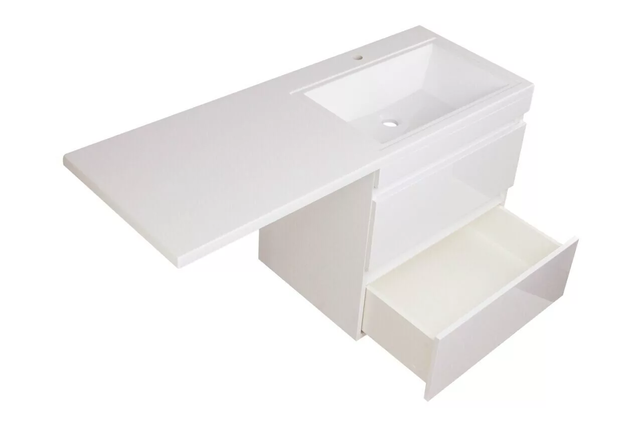 Тумба подвесная Style Line Даллас 140 Люкс Plus Эмаль с раковиной Даллас 140 под стиральную машину, два ящика, правая, белая