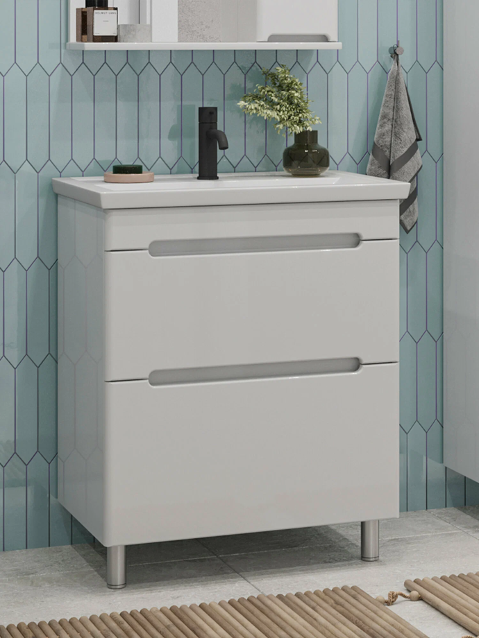 Тумба напольная SanStar Адель 70 с раковиной Фостер 70, белая