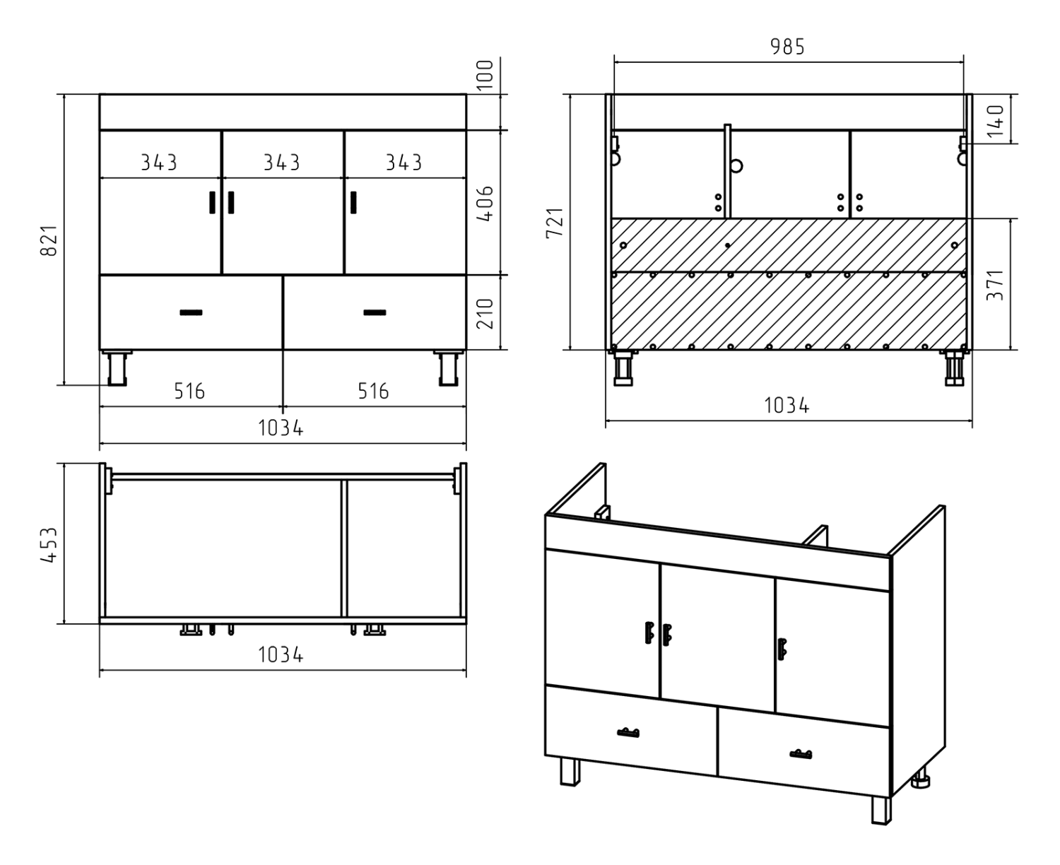 Тумба с раковиной Misty Дива 105 белый