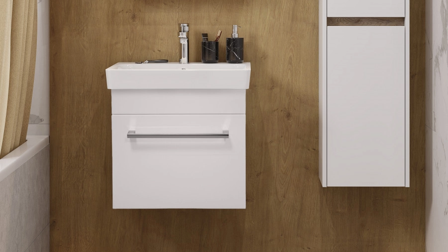 Тумба с раковиной Aquaton Поль 50 подвесная, белая