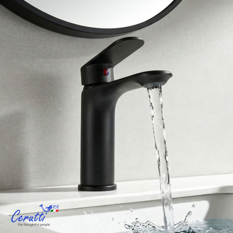 Смеситель для раковины Ceruttispa Орацио MB (ORAZIO MB) из латуни, цвет черный матовый