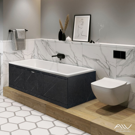 Экран под ванну Alavann Rita AL 170 раздвижной со съемной дверкой черный мрамор