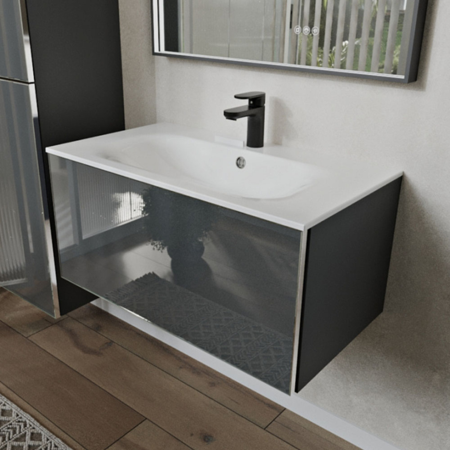 Тумба с раковиной подвесная (80 см) Terminus Vega VEG10801701601OSL, графит