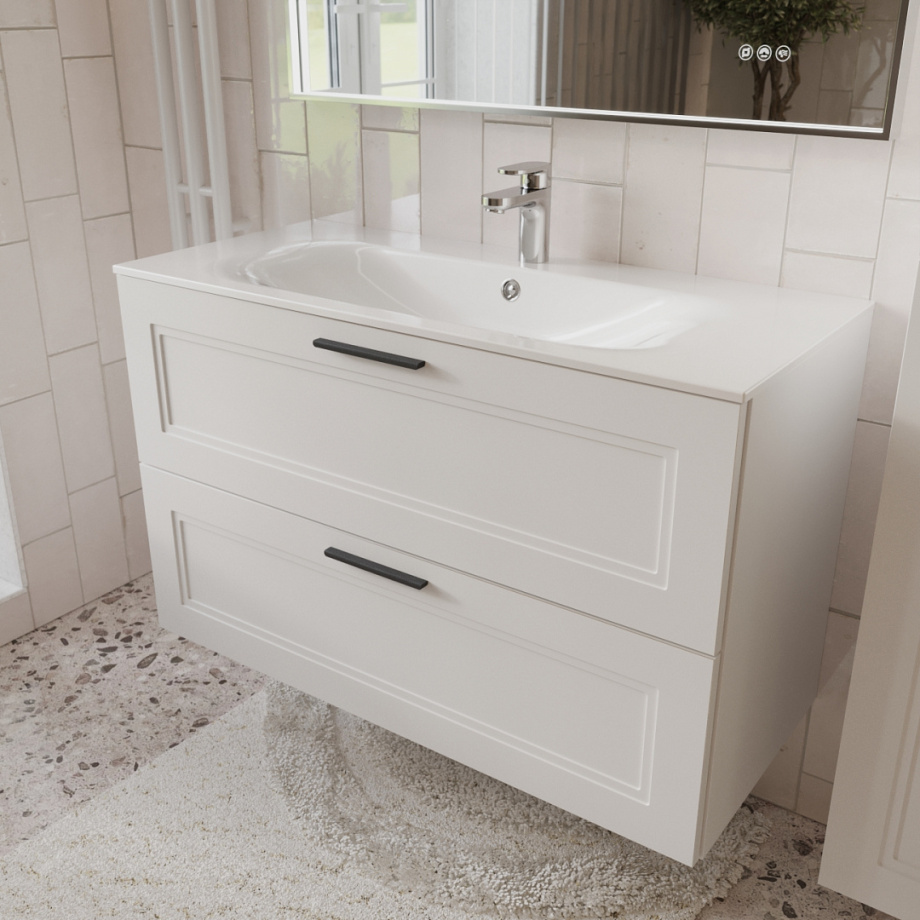 Тумба с раковиной подвесная (100 см) Terminus Classik CLA101002900301O, белый