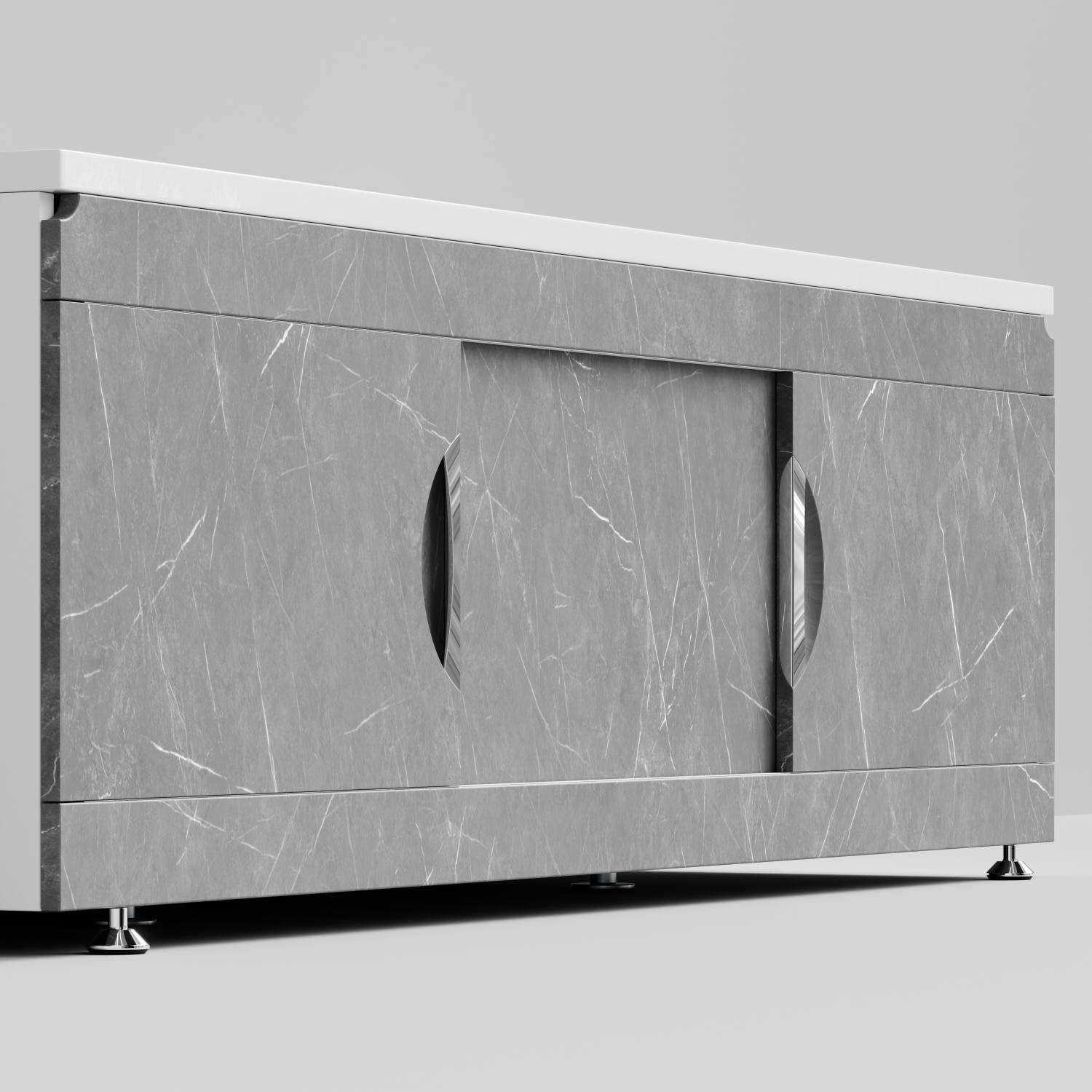 Экран под ванну Vod-ok Топ 180 раздвижной Мрамор Серый софт тач