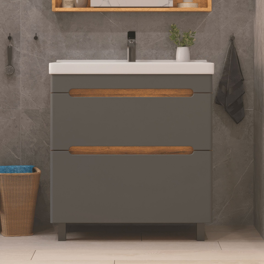 Тумба напольная SanStar Diva 80 с раковиной Фест 80 (комплект), Gold Craft