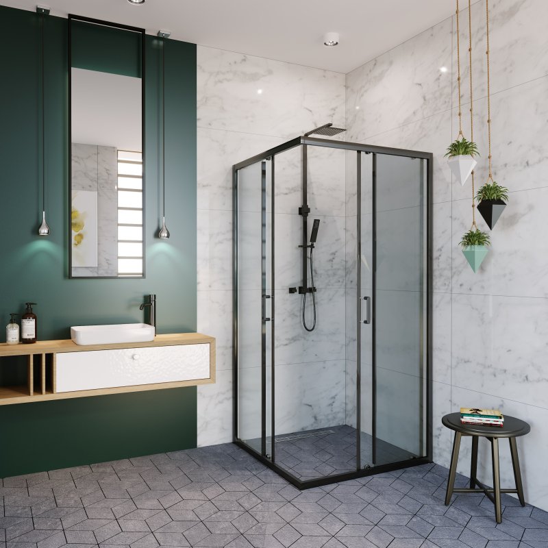 Душевой уголок Alex Baitler AB1490B1 90х90 квадратный, без поддона, прозрачное стекло, профиль черный Душевой уголок Alex Baitler AB1490B1 90х90 квадратный, без поддона, прозрачное стекло, профиль черный
