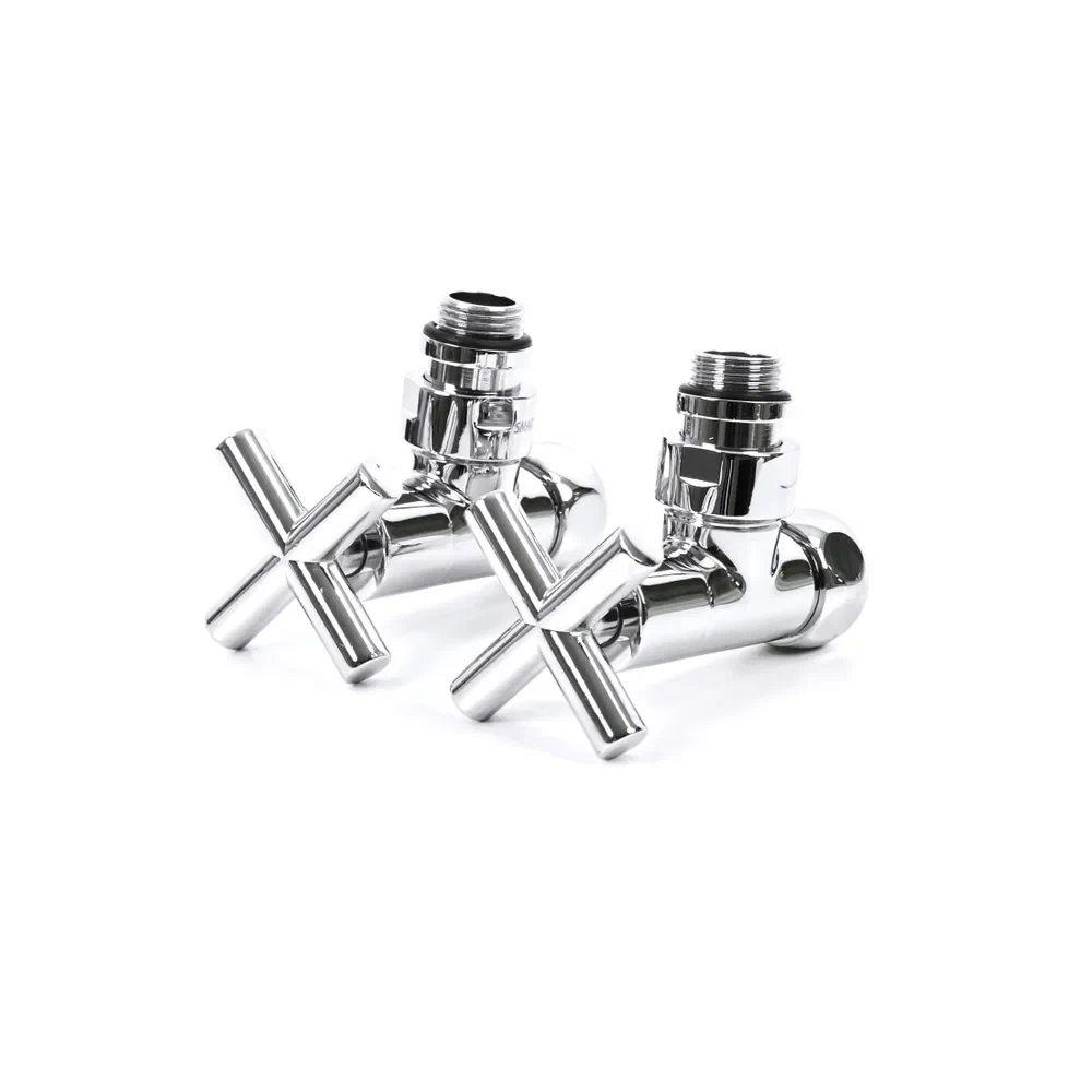 Кран для полотенцесушителя / вентиль угловой Energy, 1/2'' - 3/4'', цвет хром, ручка крест - 2 шт.