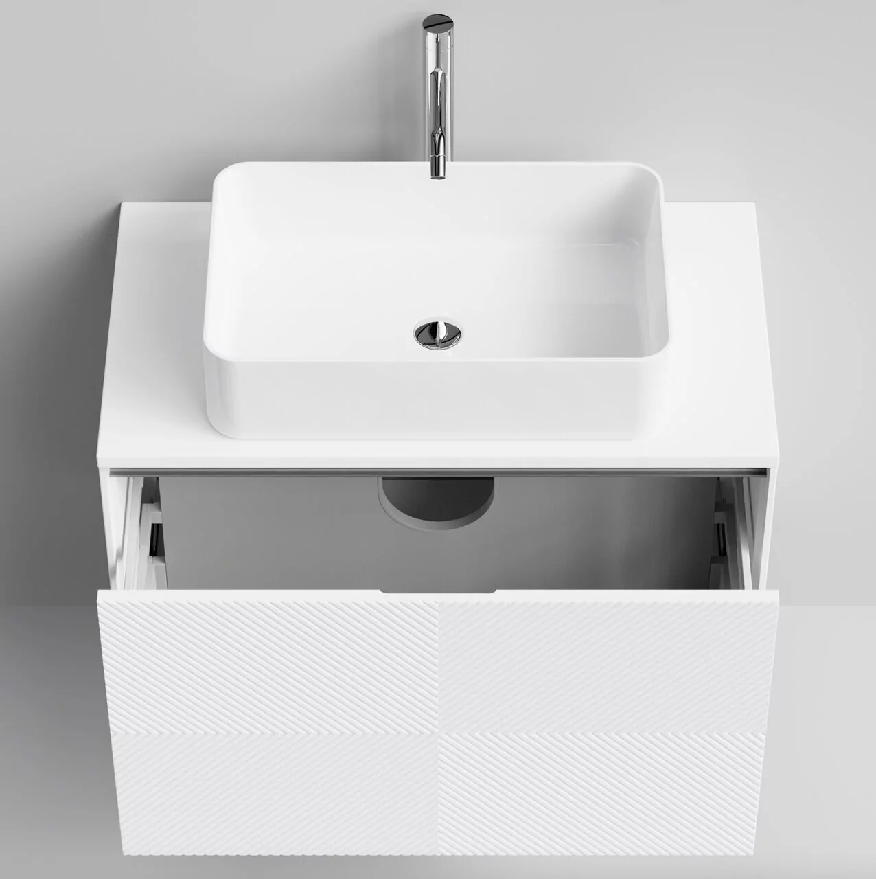 Тумба подвесная Vod-ok Соло 80 с раковиной Олимпия 560, белый + 7 цветов от магазина Vanna-Vanna.ru!