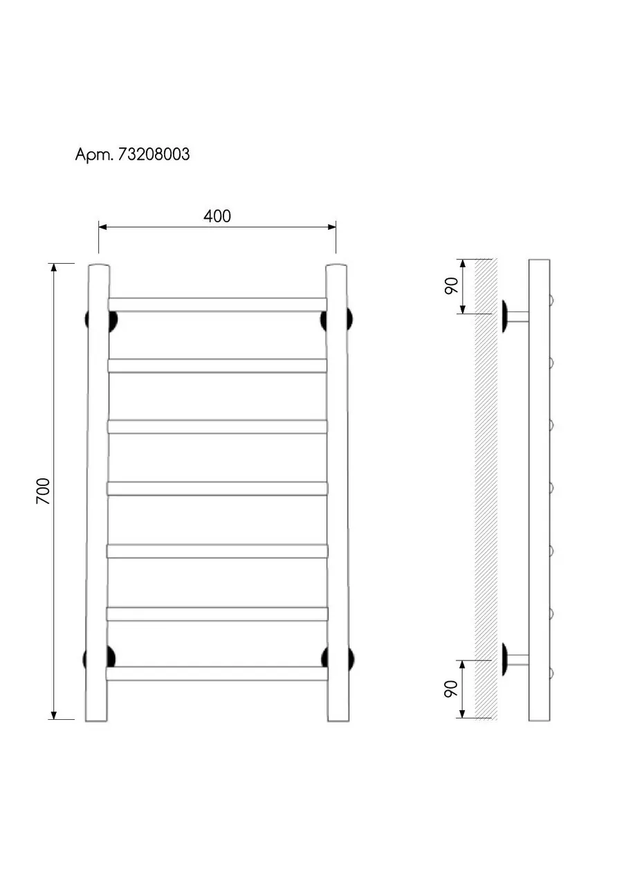 Полотенцесушитель водяной Laris Классик П7 400х700 хром