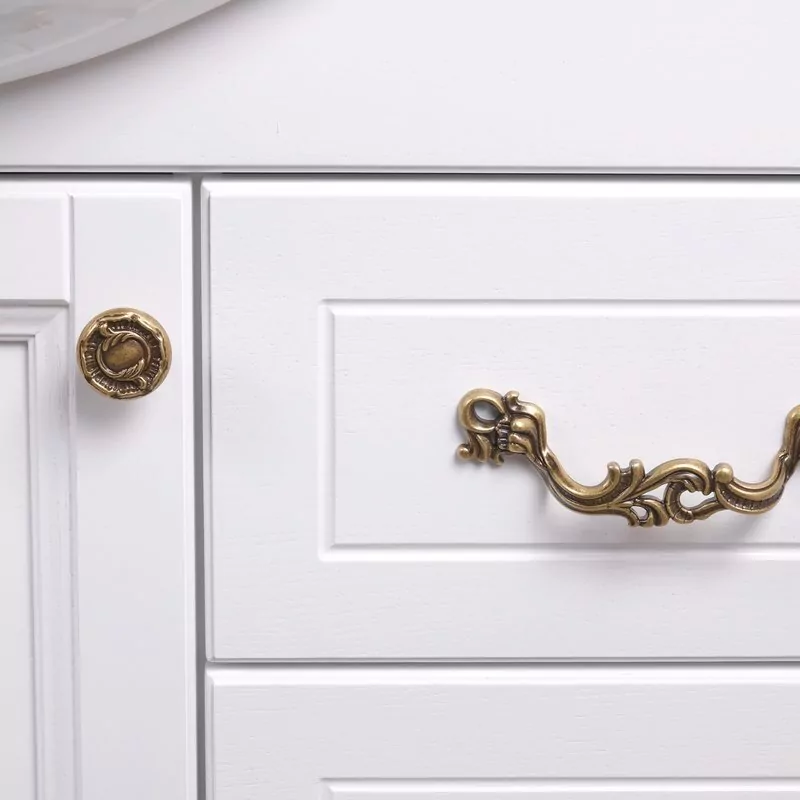 Тумба напольная ValenHouse Эллина 105/2 с раковиной Классик 105, 1 дверь, 6 ящиков, белый, бронза