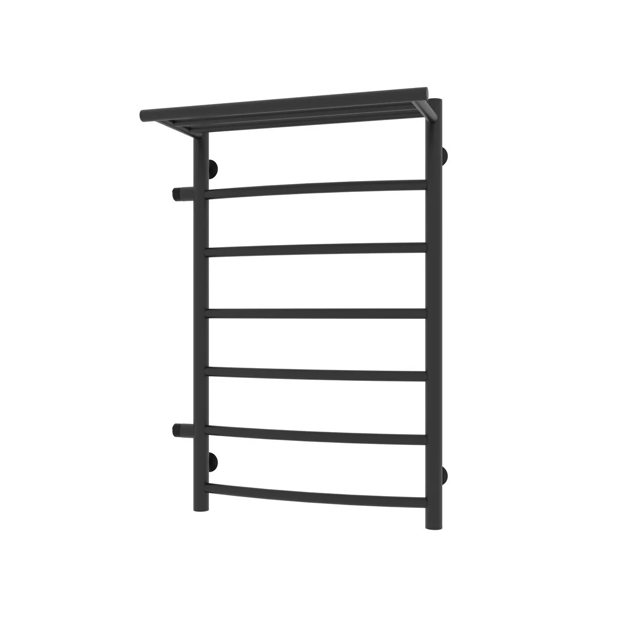 Полотенцесушитель водяной Laris Классик П7 500х800 L МЦ 500-1, боковой, с полкой, черный матовый