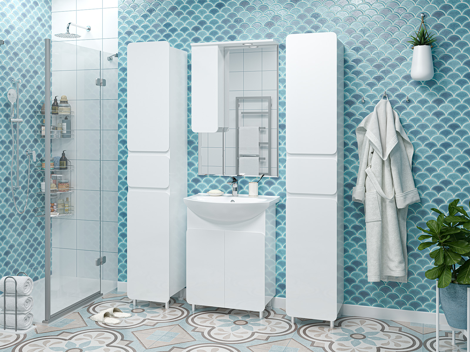 Зеркало-шкаф Misty Чегет 65 L, белый