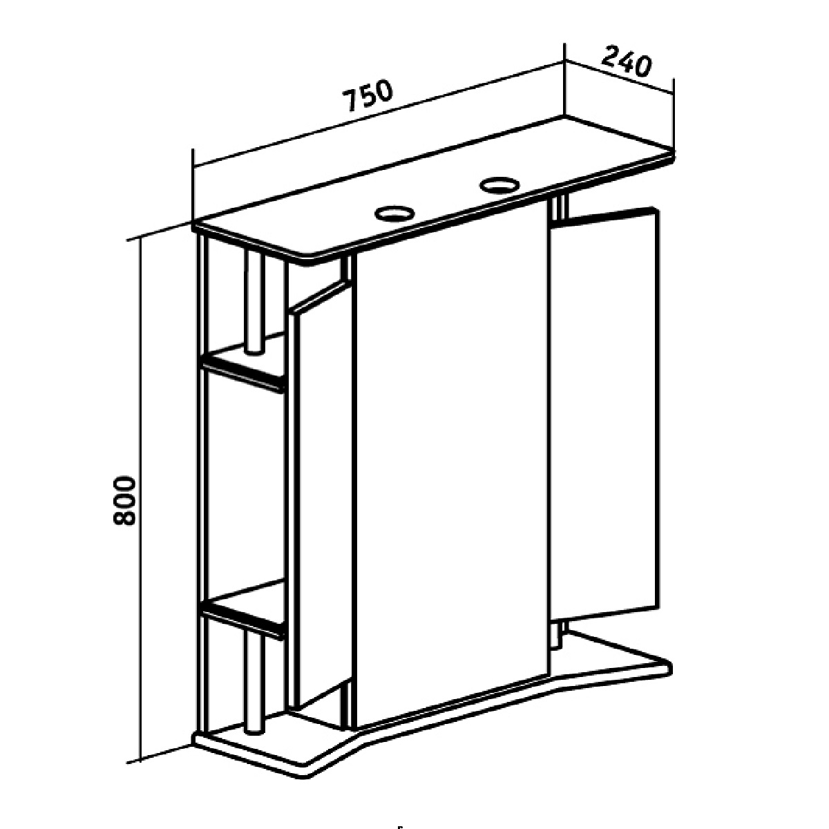 Зеркало с шкафчиком Runo Валенсия 75 R, белый