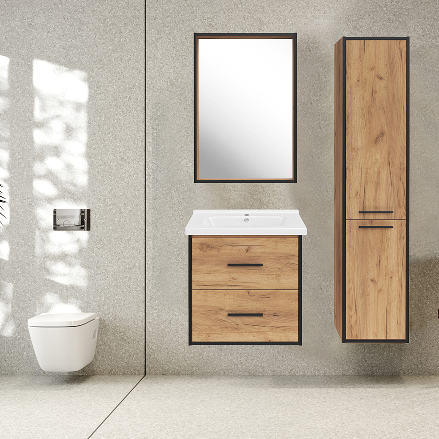 Мебель для ванной Асб-мебель Монца 60 комплект, напольный, дуб золотой