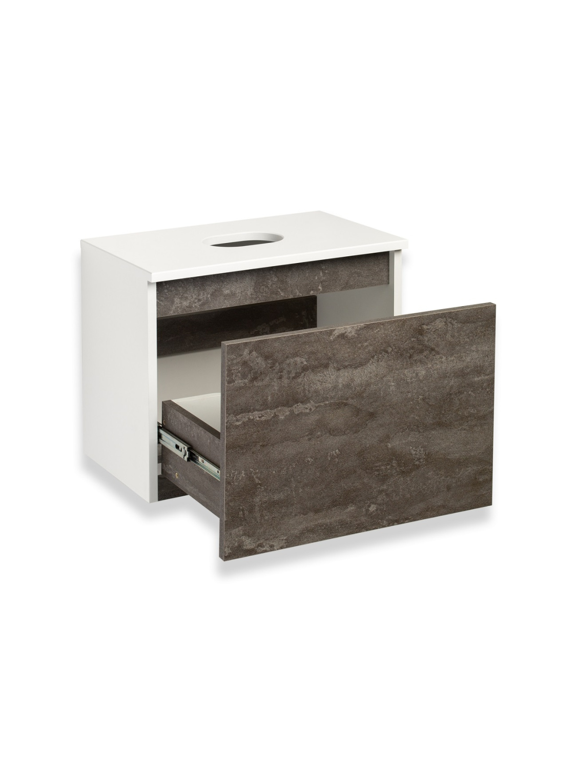 Тумба подвесная Runo Бари 50 под накладную раковину, железный камень