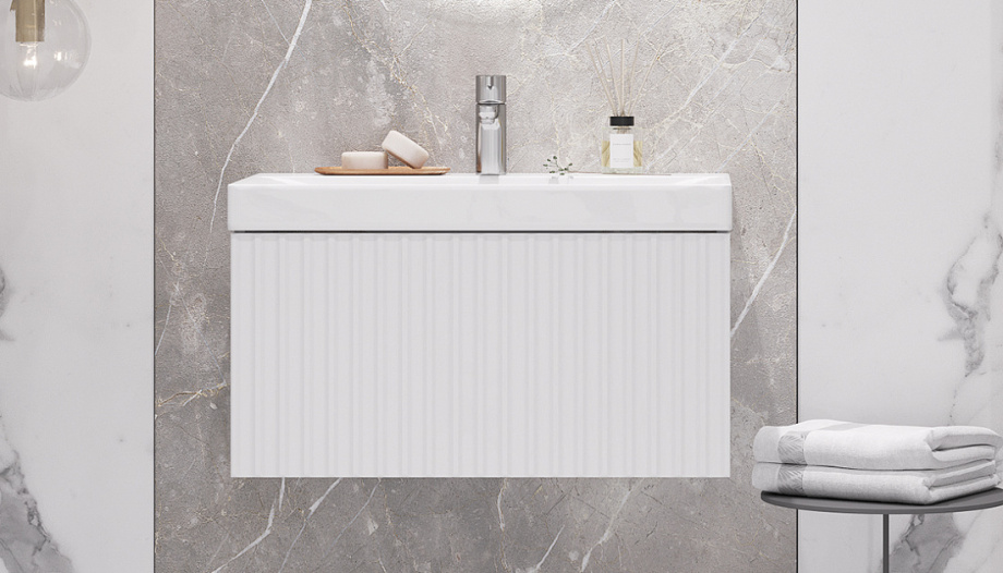 Тумба с раковиной подвесная Velvex Compo tp.COM.9696.70.1Y белый глянец, 70 см