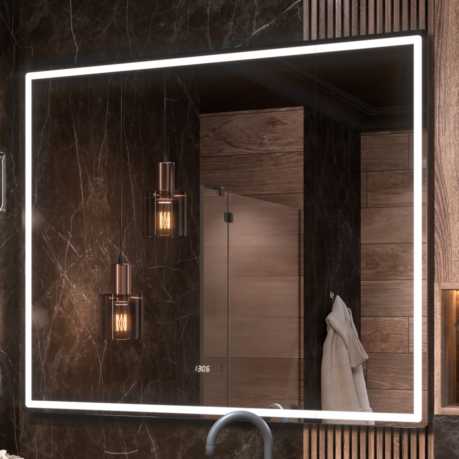 Зеркало Vigo Roberta Luxe 120 свет, сенсор, часы, антизапотевание