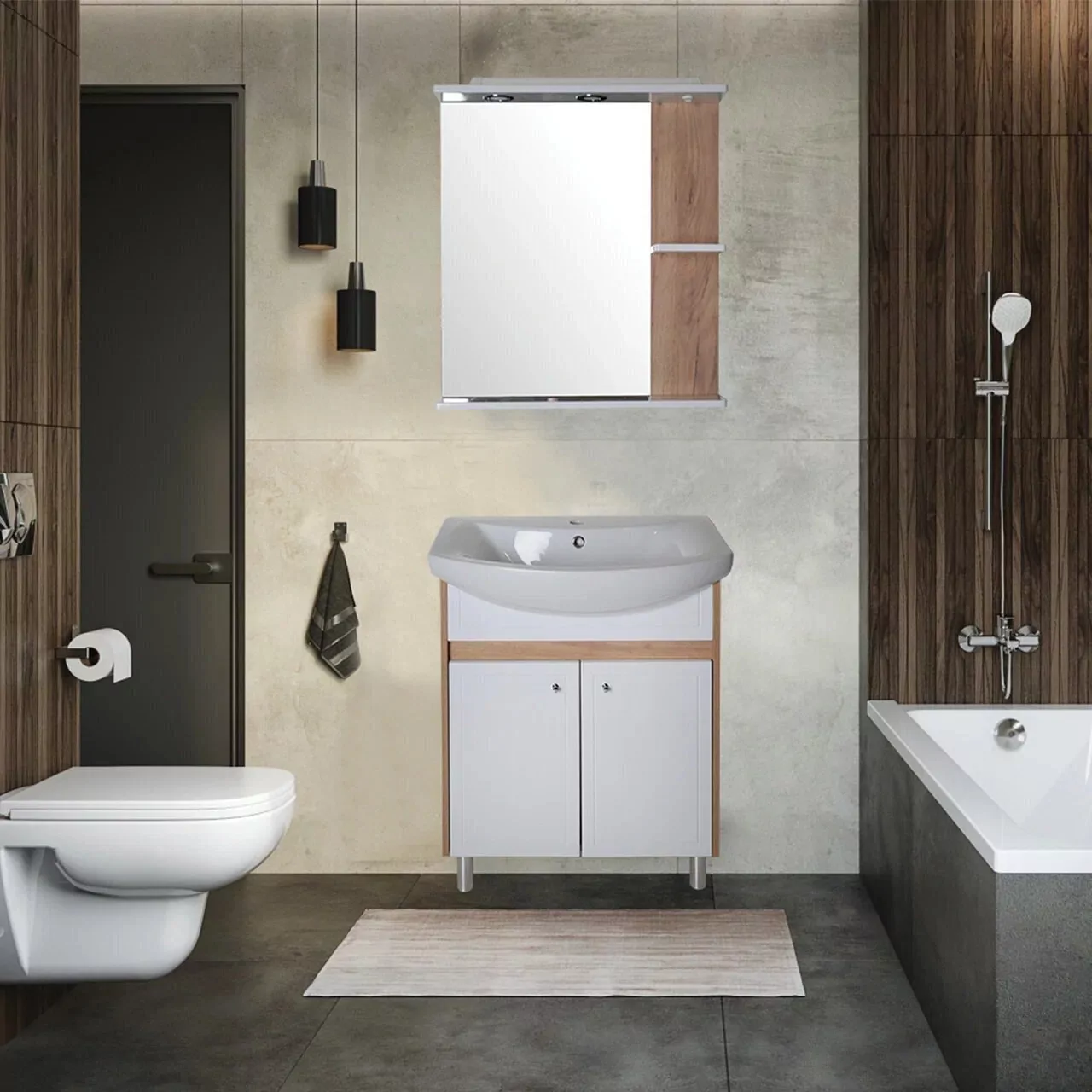 Зеркало Асб-мебель Альпина 70 с белый/дуб золотой