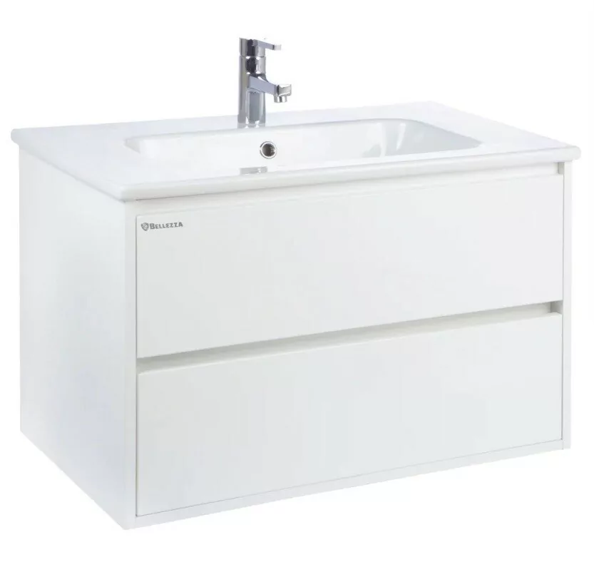 Тумба c раковиной Bellezza Лоренцо 80 подвесная 2 ящ. белая