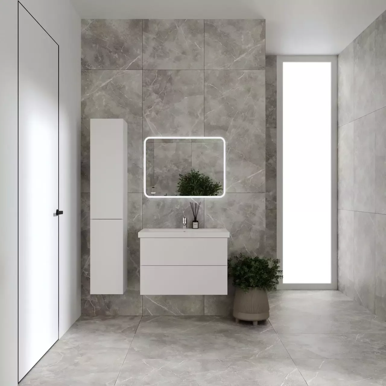 Тумба подвесная Viant София 60 с раковиной Como 60, два ящика, белый