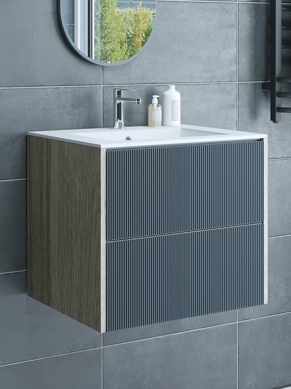 Тумба с раковиной Sanflor ДИАНА 65 подвесная, дуб шерман, графит