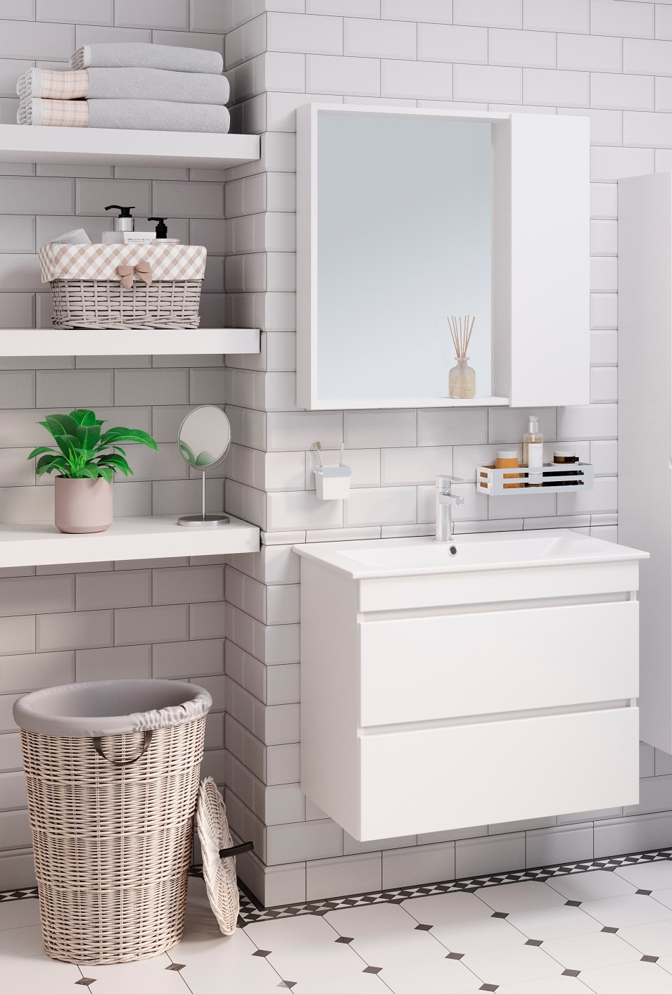 Зеркало-шкаф Runo Манхэттен 65 белый