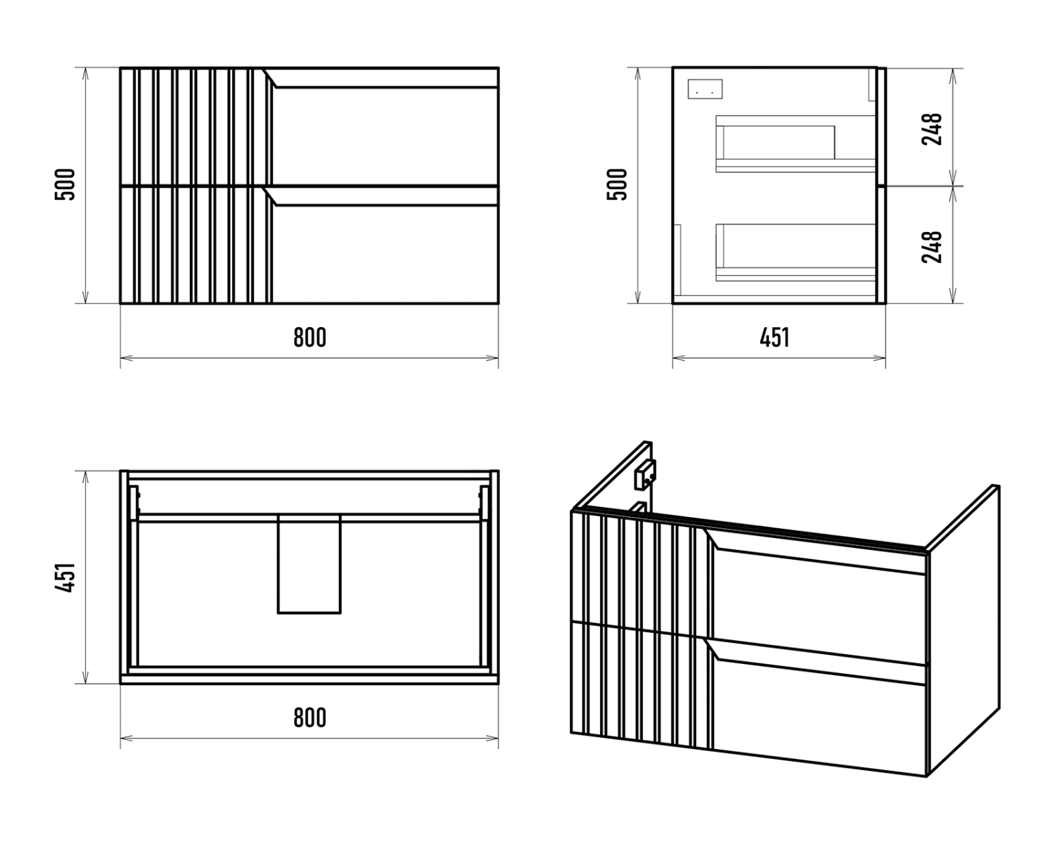 Тумба с раковиной Brevita Tivolli 80 подвесная (белая)