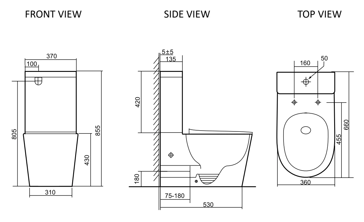 Унитаз SantiLine SL-5026MB напольный, безободковый, торнадо, черный матовый