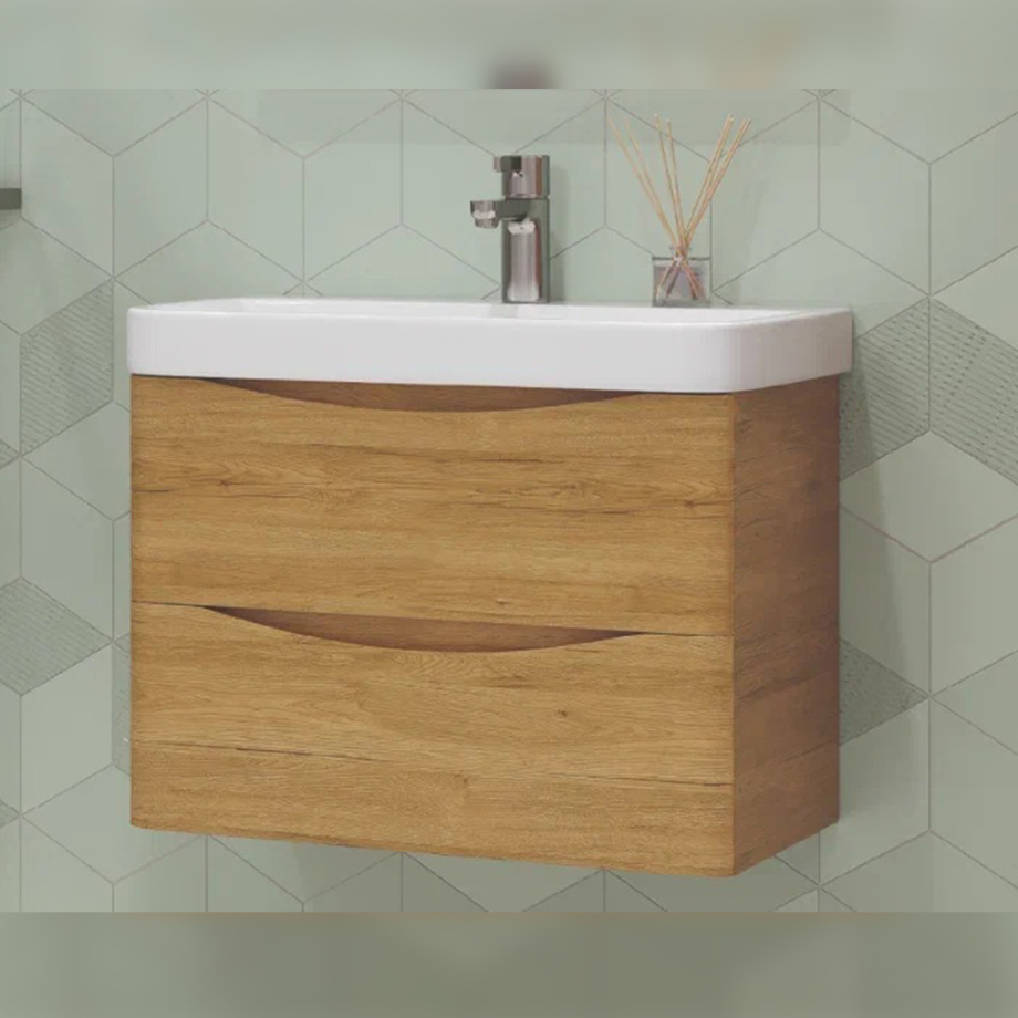 Тумба с раковиной подвесная Velvex Clay tp.CLA.9595.70.2Y дуб верона, 70 см