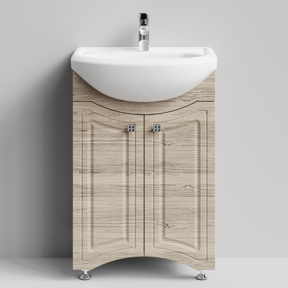 Тумба с раковиной Адам 55 напольная, Дубослив ореховый светлый