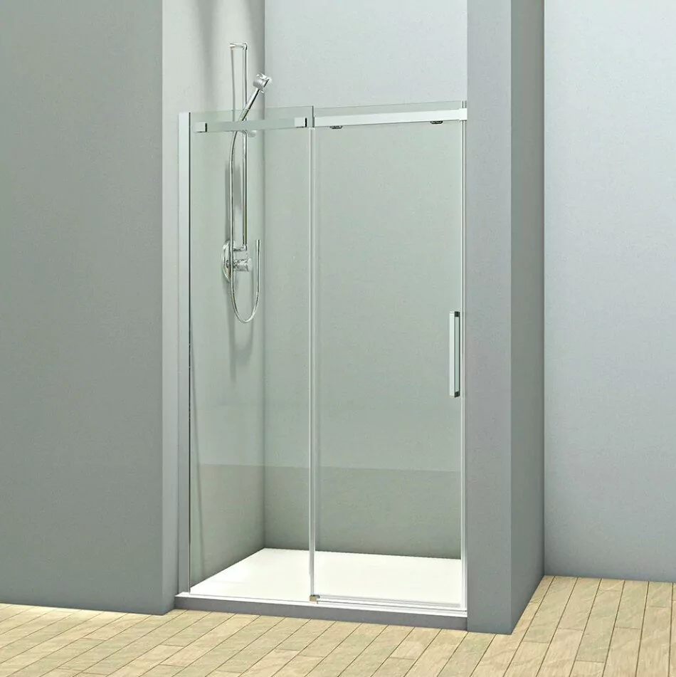 Душевая дверь Veconi VN71 120 в нишу, раздвижная, прозрачное стекло, хром