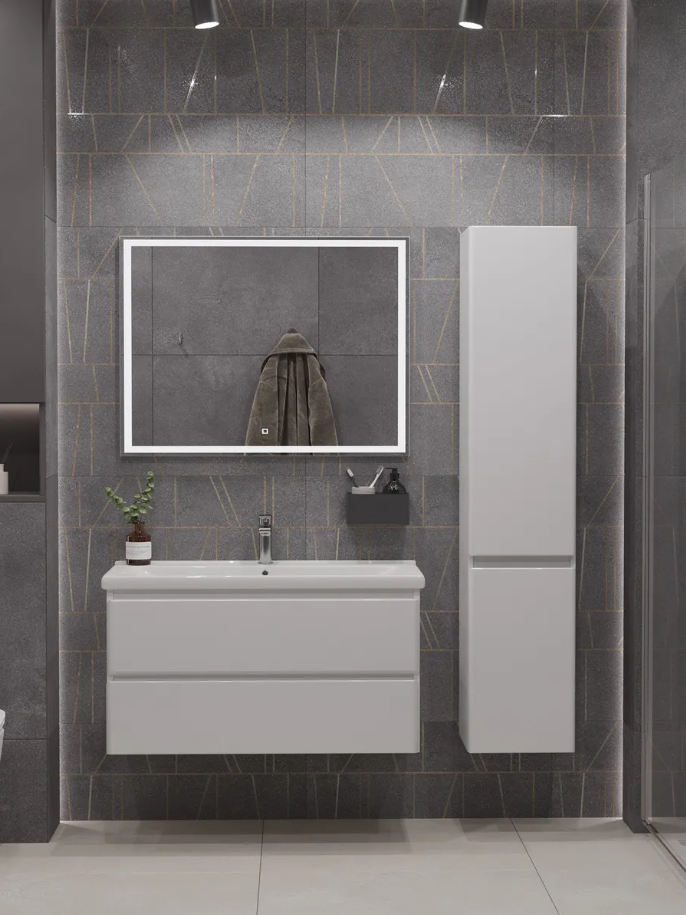 Тумба подвесная SanStar Arista 100 с раковиной Гармония 100, белая