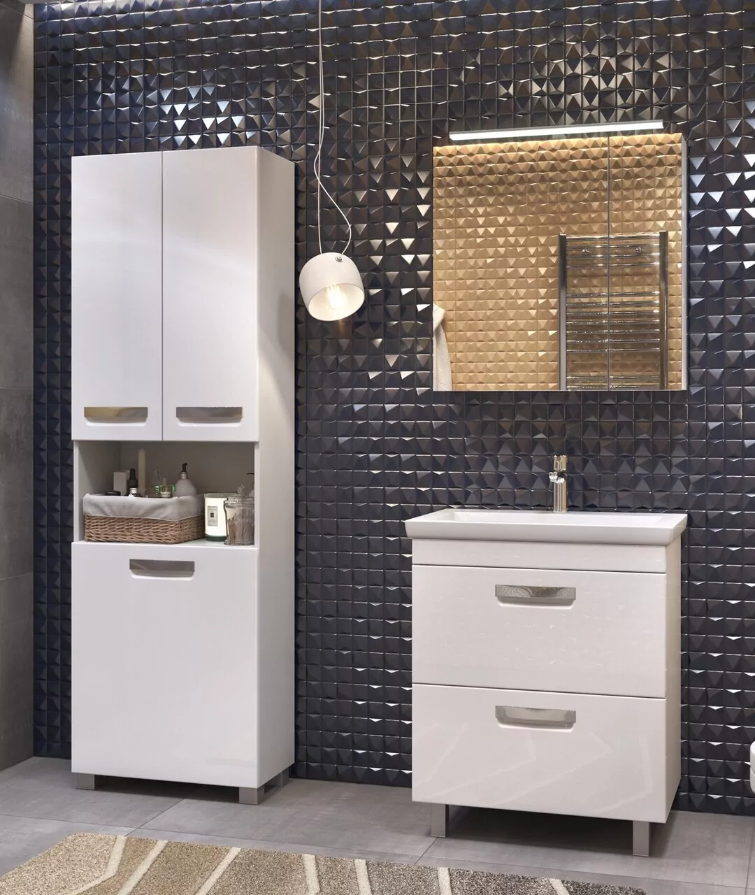 Пенал напольный Vigo Plaza 60 L/R, с корзиной, белый от магазина Vanna-Vanna.ru!
