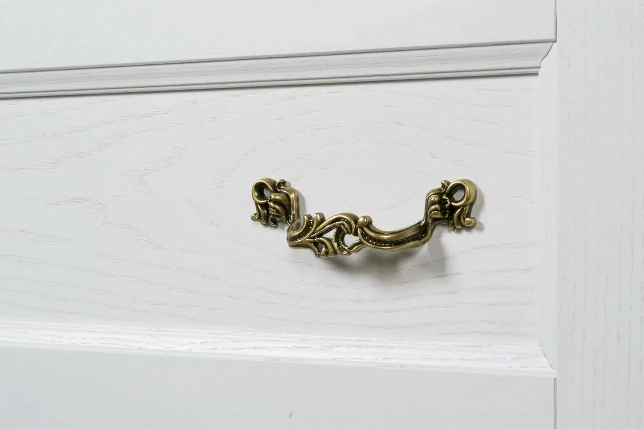 Тумба напольная ValenHouse Лиора 90 с раковиной Грэйс 90, 2 ящика, белый, бронза