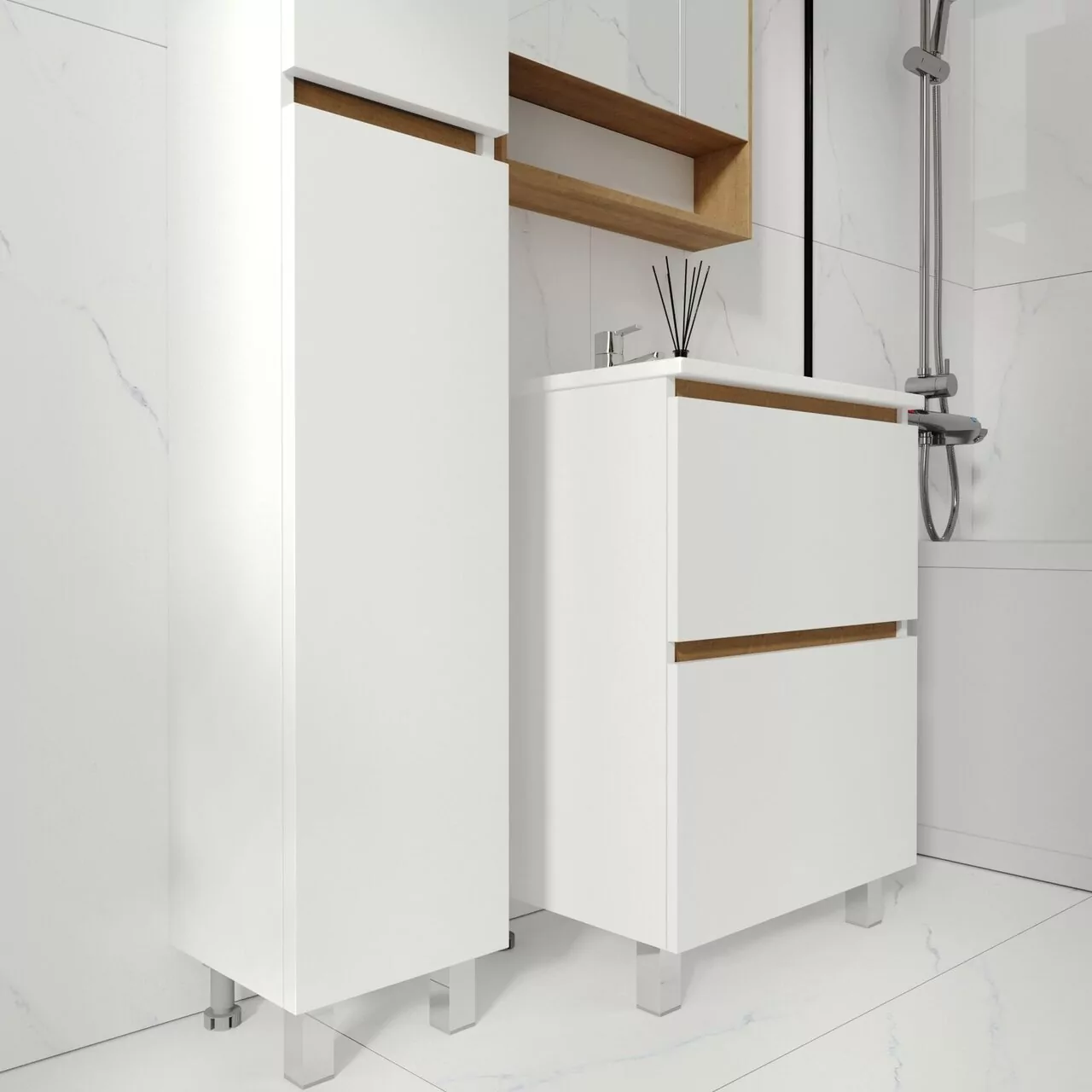 Пенал напольный Viant Мальта 30 L/R белый/дуб вотан