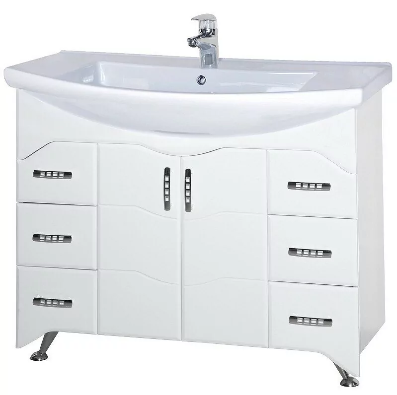 Тумба с раковиной Bellezza Дрея 105 напольная, белая Тумба с раковиной Bellezza Дрея 105 напольная, белая