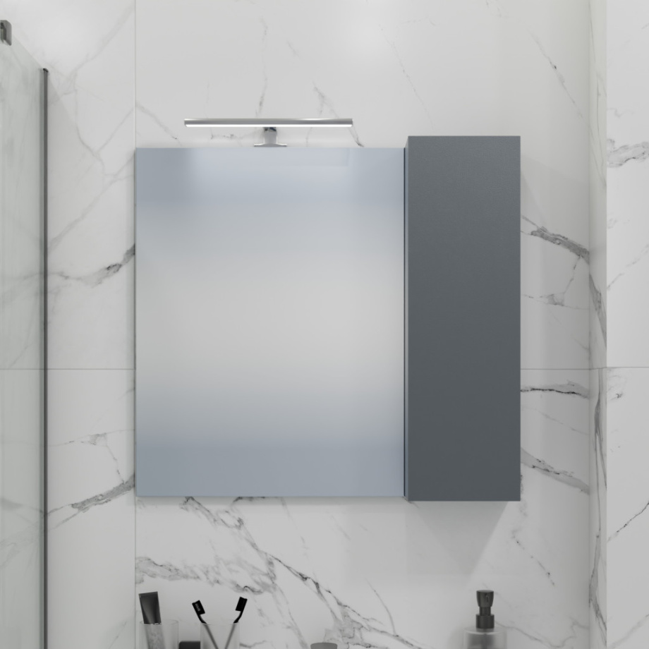 Зеркало-шкаф Санта Антарес 70 R свет, графит матовый