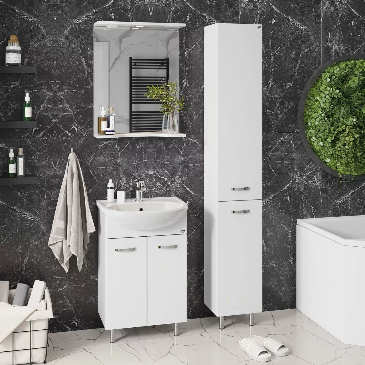 Тумба с раковиной Onika Коралл 50 напольная, белая