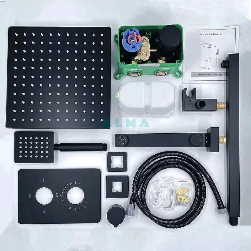 Душевой комплект ALMAes Weber TVZ-0808 черный матовый