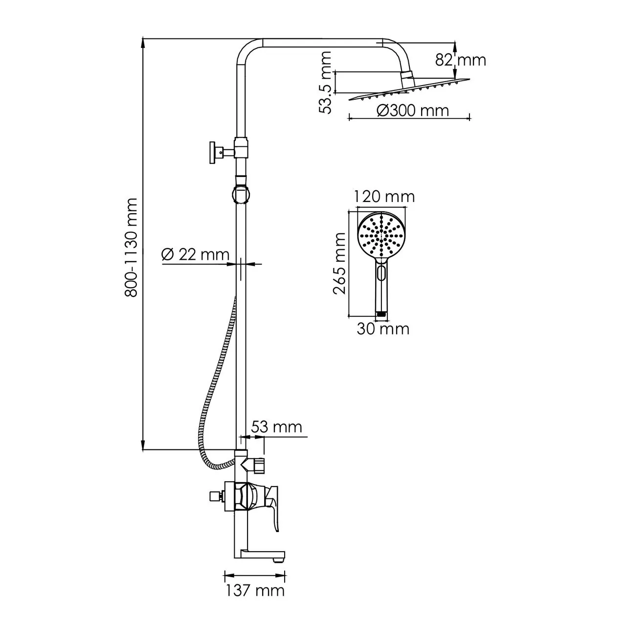 Душевая стойка WasserKraft A166.116.127.010.CH хром