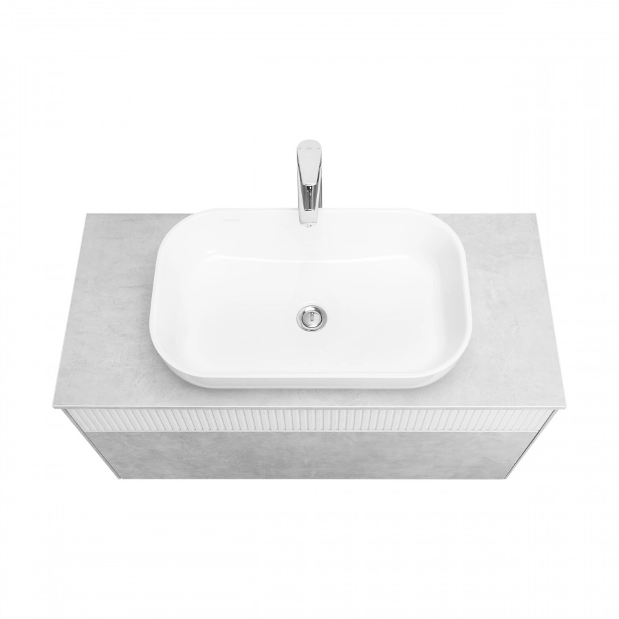 Тумба Aquaton Марбл слэйт 100 с раковиной Лола 60, белый матовый