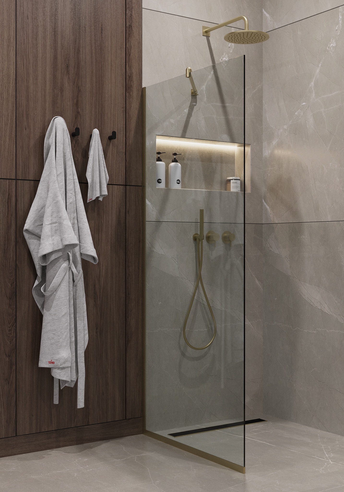 Душевая перегородка Timo TP-1190/17C-8 прозрачное стекло, профиль золото