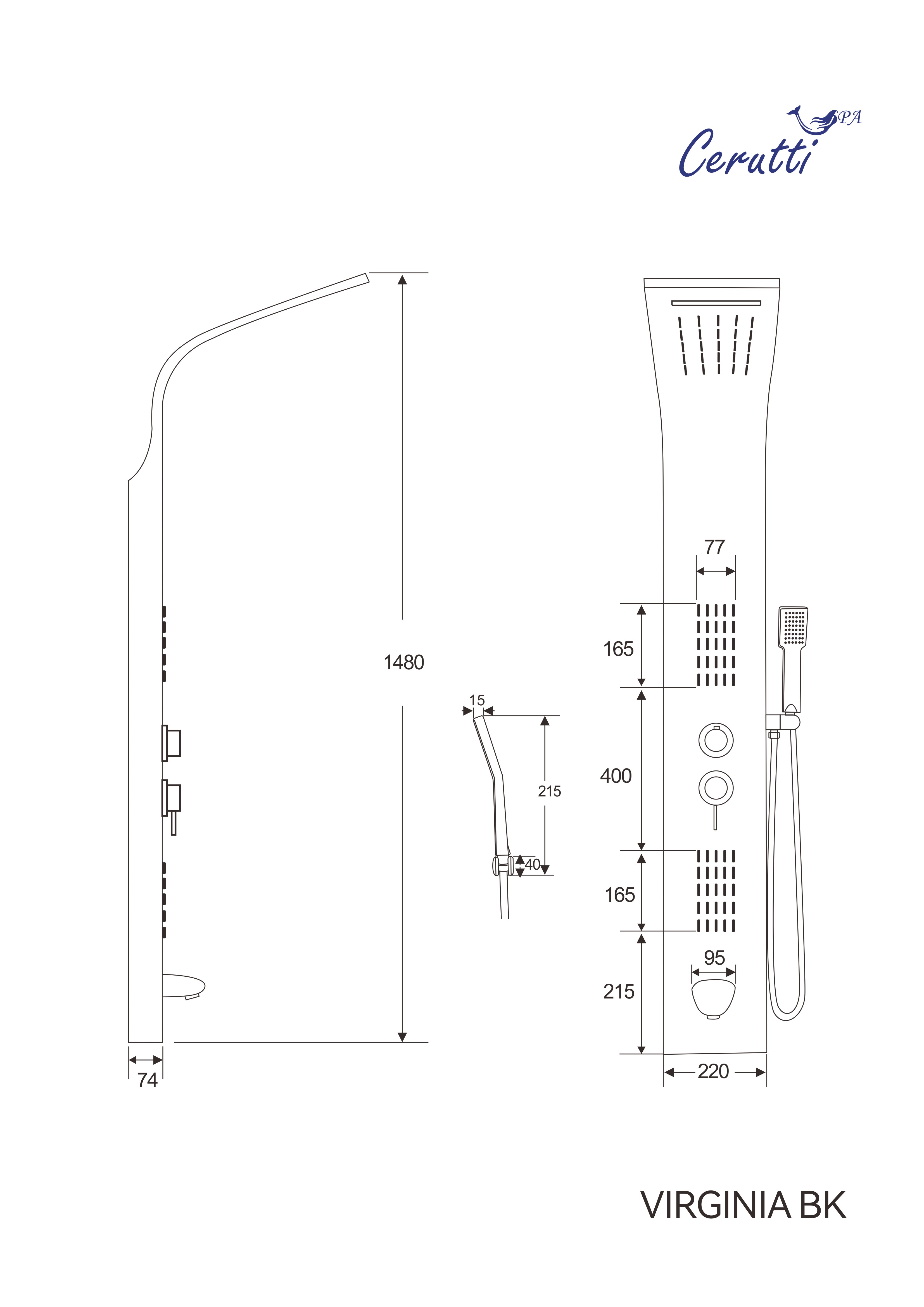 Душевая панель Cerutti Spa VIRGINIA BK CT9989 черный