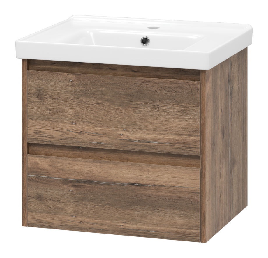 Тумба с раковиной Brevita Dallas 60 подвесная, дуб галифакс