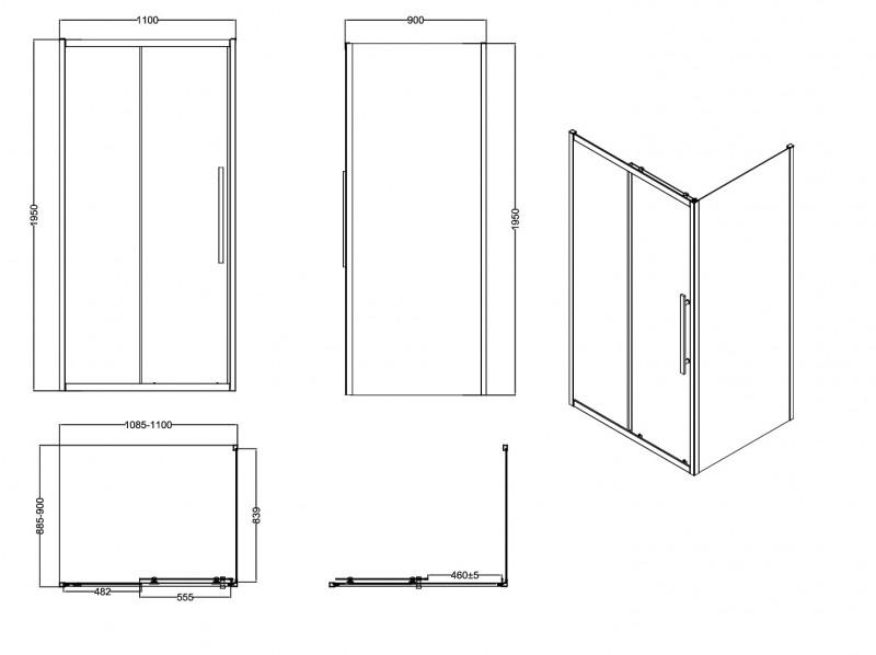 Душевой уголок ESBANO ESF-119PS-GM 110х90х195