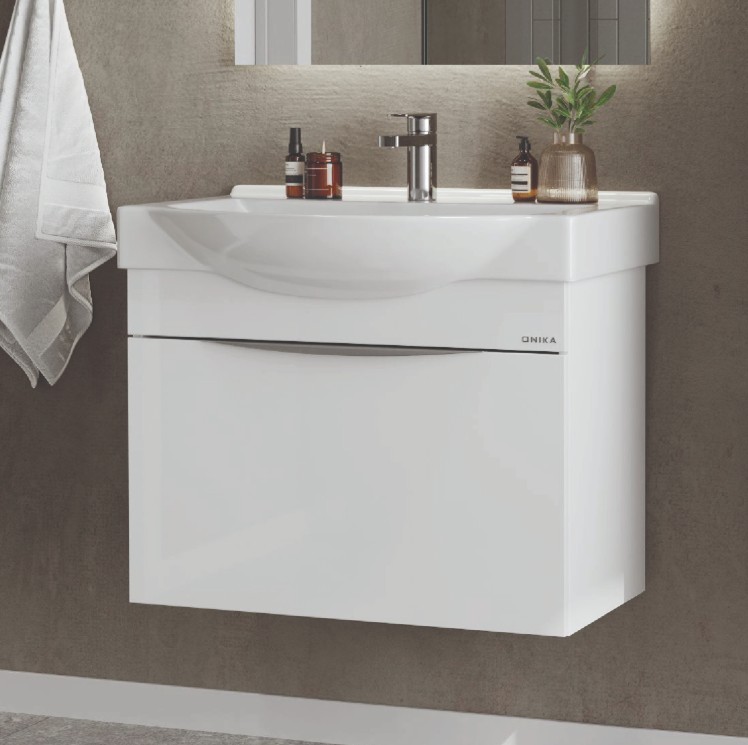 Тумба Onika Навиа 80 с раковиной Беверли 80 подвесная, белая